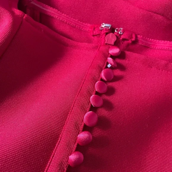 Brand new Elegant Red Long Sleeve Bodycon Dress - Picture 2 of 6